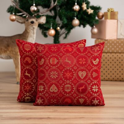 Pack of 2 Christmas jacquard cotton cushion covers 45x45 cm BALLCRY