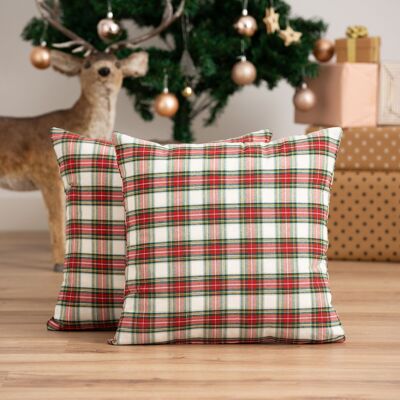 Pack of 2 Christmas jacquard cotton cushion covers 45x45 cm CHECK