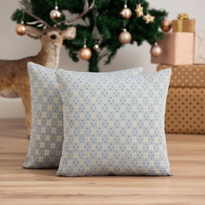 Pack of 2 Christmas jacquard cotton cushion covers 45x45 cm MERRY
