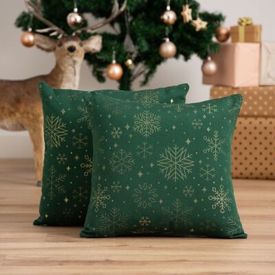 Lot de 2 housses de coussin Noël en coton jacquard 45x45 cm SPARKLE