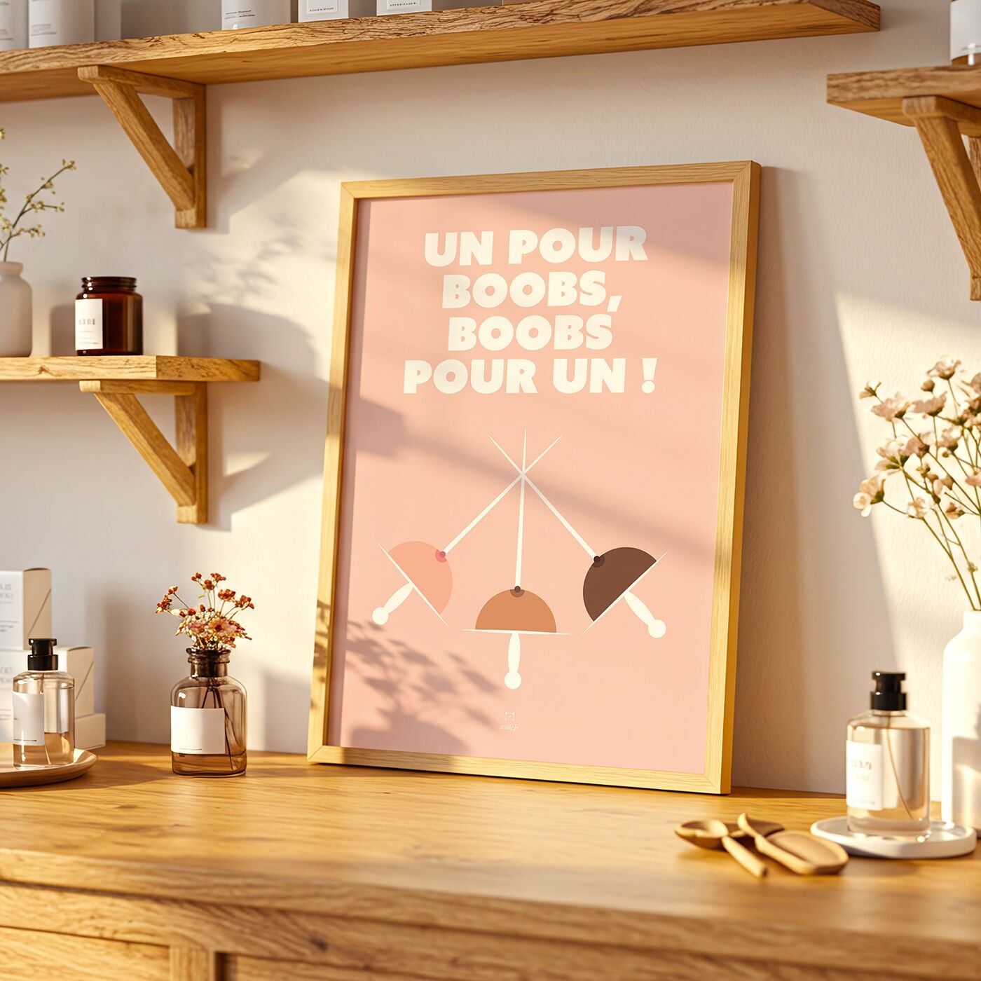 Divertente poster di seni femminili - Uno per il seno, un seno per uno