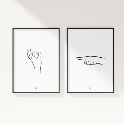 Poster - Hand game, naughty game - 21x30, The duo
