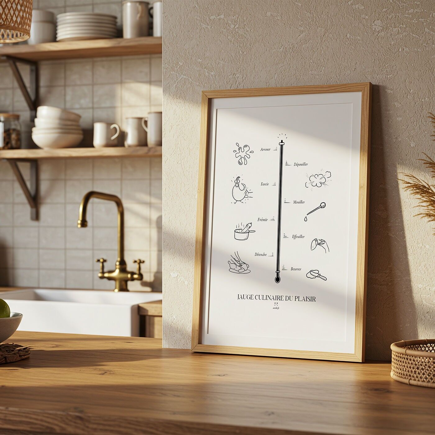 Poster umoristico per la cucina - Misuratore del piacere culinario