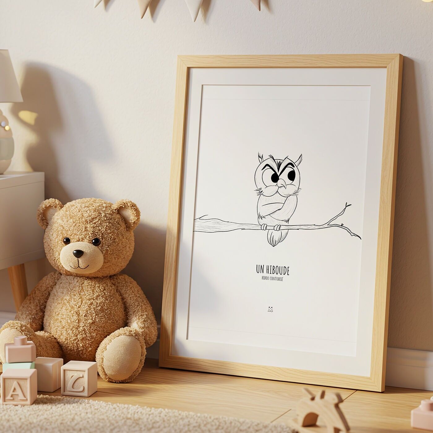 Poster di animali per la cameretta dei bambini - Gufo - Carta riciclata da 300 g/m²