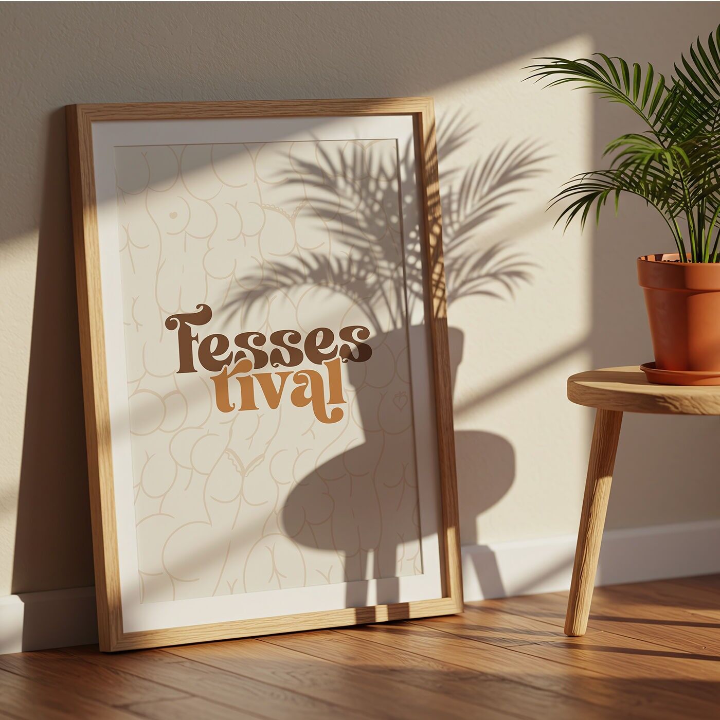 Divertente poster con un gioco di parole sui glutei - Butt Festival - Carta riciclata da 300 g/m²