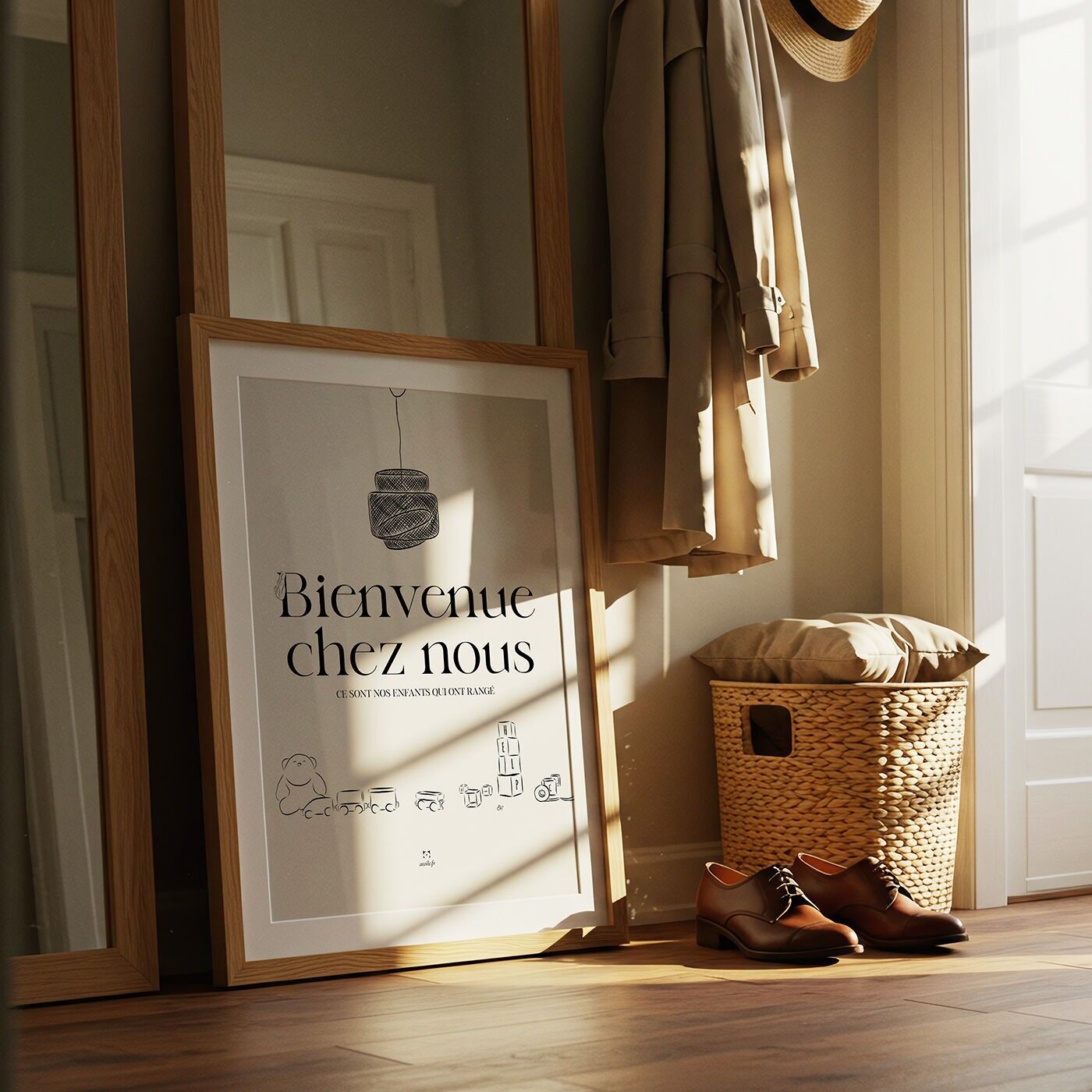 Cartel de entrada familiar con humor - Bienvenidos a nuestra casa - Papel reciclado de 300 g/m²