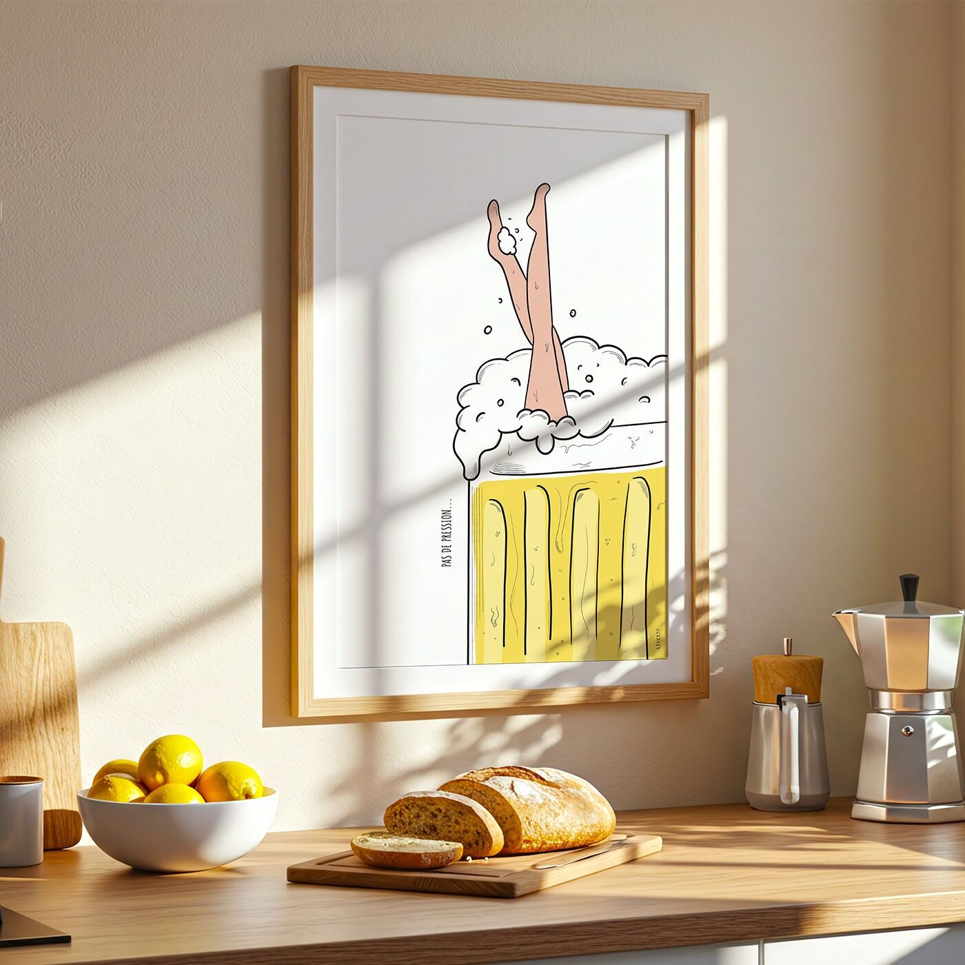 Póster de cerveza divertido "Sin presión"