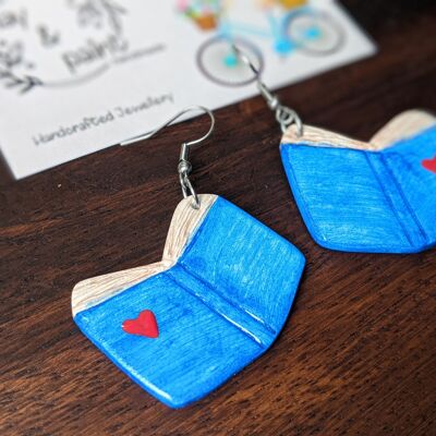 Bookworm Earrings - Air Dry Clay Book Lovers Jewelry