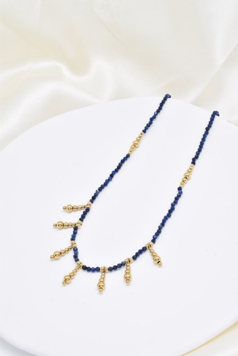 Collana in pietra naturale in acciaio inossidabile - BJ210220OR-BL