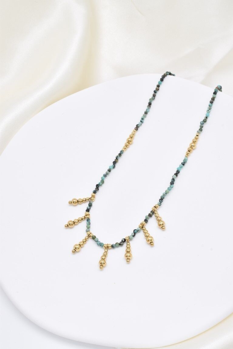 Collier pierre naturelle en acier inoxydable - BJ210220OR-VR