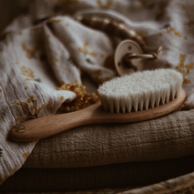 Spazzola per capelli naturale e borsa in cotone