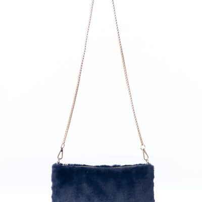 Borsa a tracolla in pelliccia sintetica Fiame FB26 blu navy