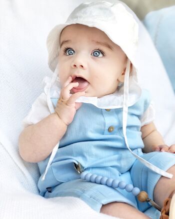 Attache tétine Sienna bleu bébé en or rose 4