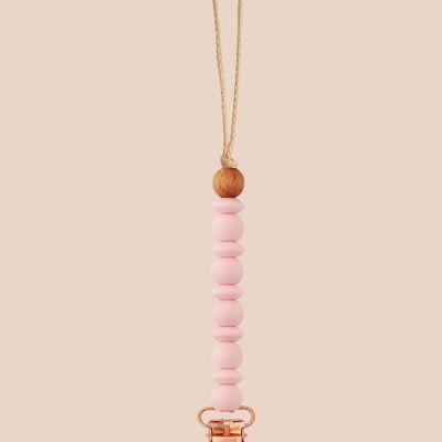 Clip para chupete Luna Powder Pink en oro rosa