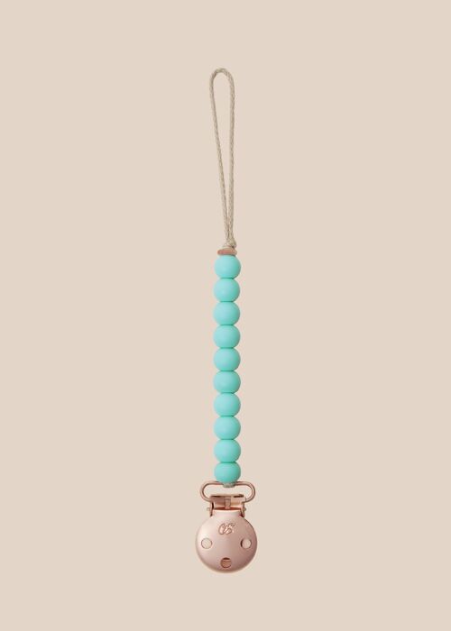 Luxe Duck Egg Blue Dummy Clip in Rose Gold