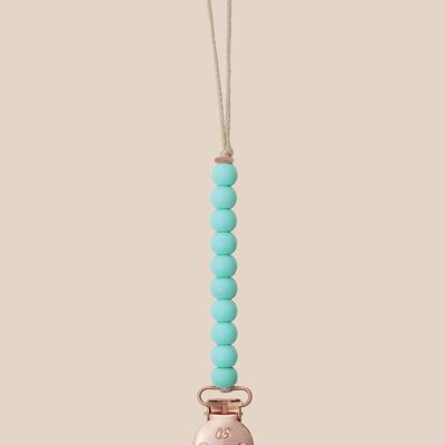 Luxe Duck Egg Blue Dummy Clip in Rose Gold