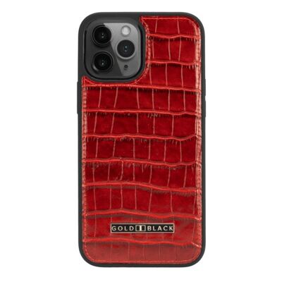 Custodia in pelle per iPhone 12 Pro Max goffrata cocco rossa