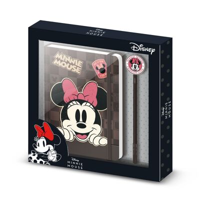 Disney Minnie Mouse Journey Gift Box with Diary and Fashion Pen, Brown