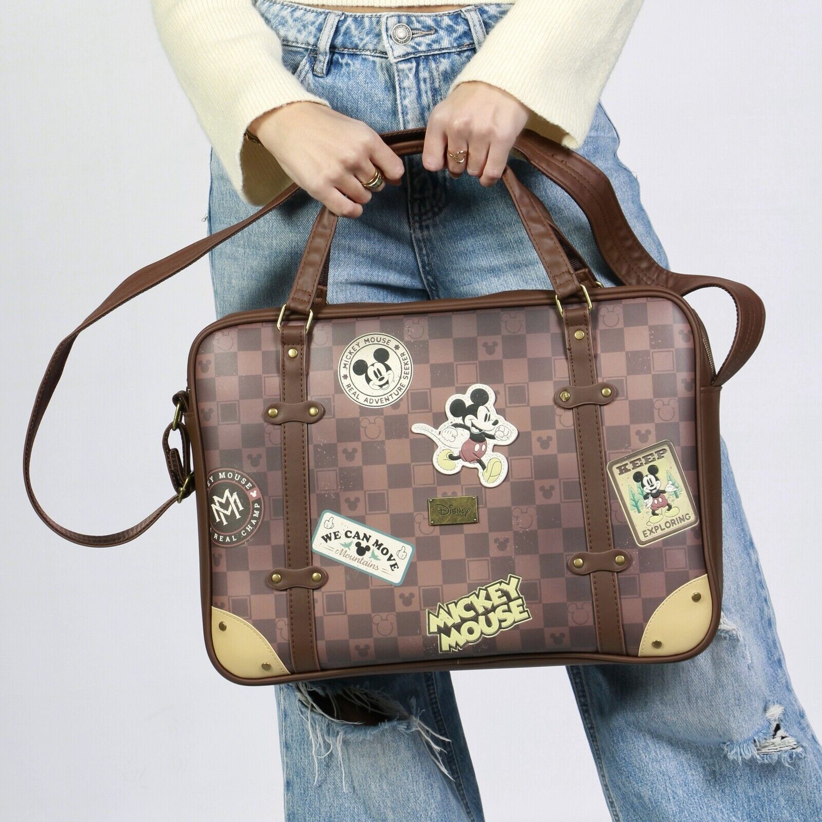 Borsa per computer portatile Disney Mickey Mouse Journey, marrone