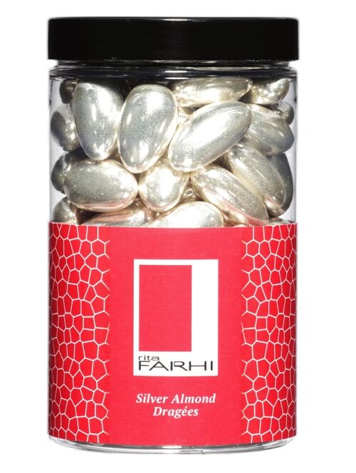 Silver Sugared Almonds in a Gift Jar