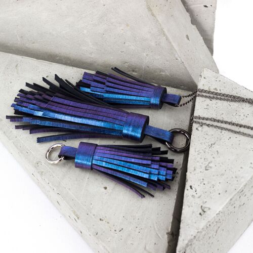 Leather Tassel Key Chain Holographic Holo Bag Tassel