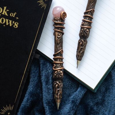 Stylo baguette en cristal de quartz rose Romance