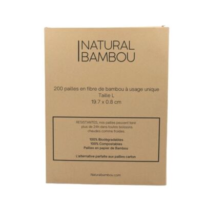 Boîte de 200 pailles à Cocktails en fibre de bambou