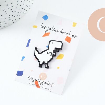 Spilla a forma di dinosauro con pixel in zamac da 33 mm, decorazione della giacca, x1 (G9741)