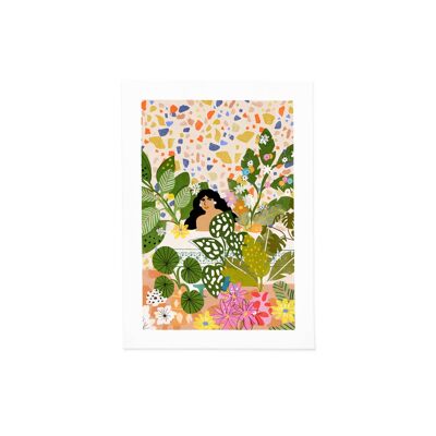 Bathing with Flowers - Art Print (size A4)
