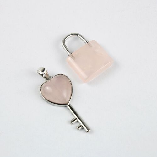 Lock & Key Pendant Rose Quartz