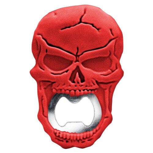 Abrebotellas con Forma de Calavera en Rojo – Diseño Original y Resistente para Cervezas y Refrescos