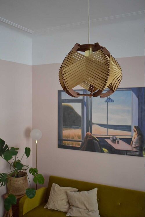 Grande lampe bois / D 39cm / option suspendue