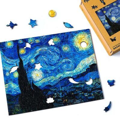 Puzzle in legno per adulti - La notte stellata di Van Gogh