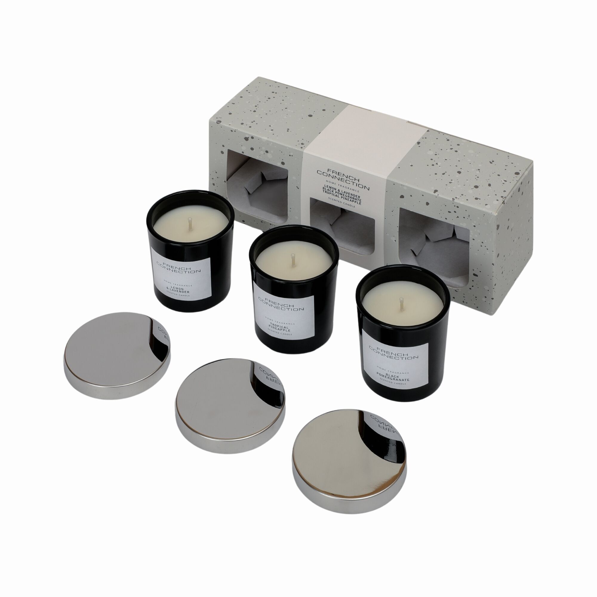 French Connection Black Collection Trio of Candles Giftset 3 X 64G
