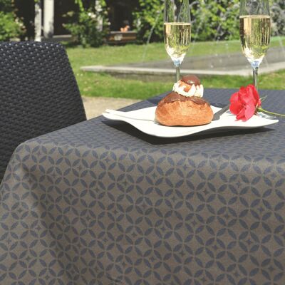 Taupe and black Mosaic coated tablecloth