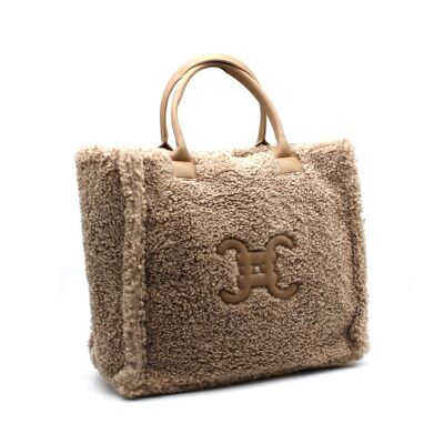 Plush tote bag with E logo