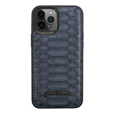 Etui iPhone 12 Pro Max cuir python bleu marine