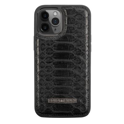 Etui iPhone 12 Pro Max en cuir python noir profond