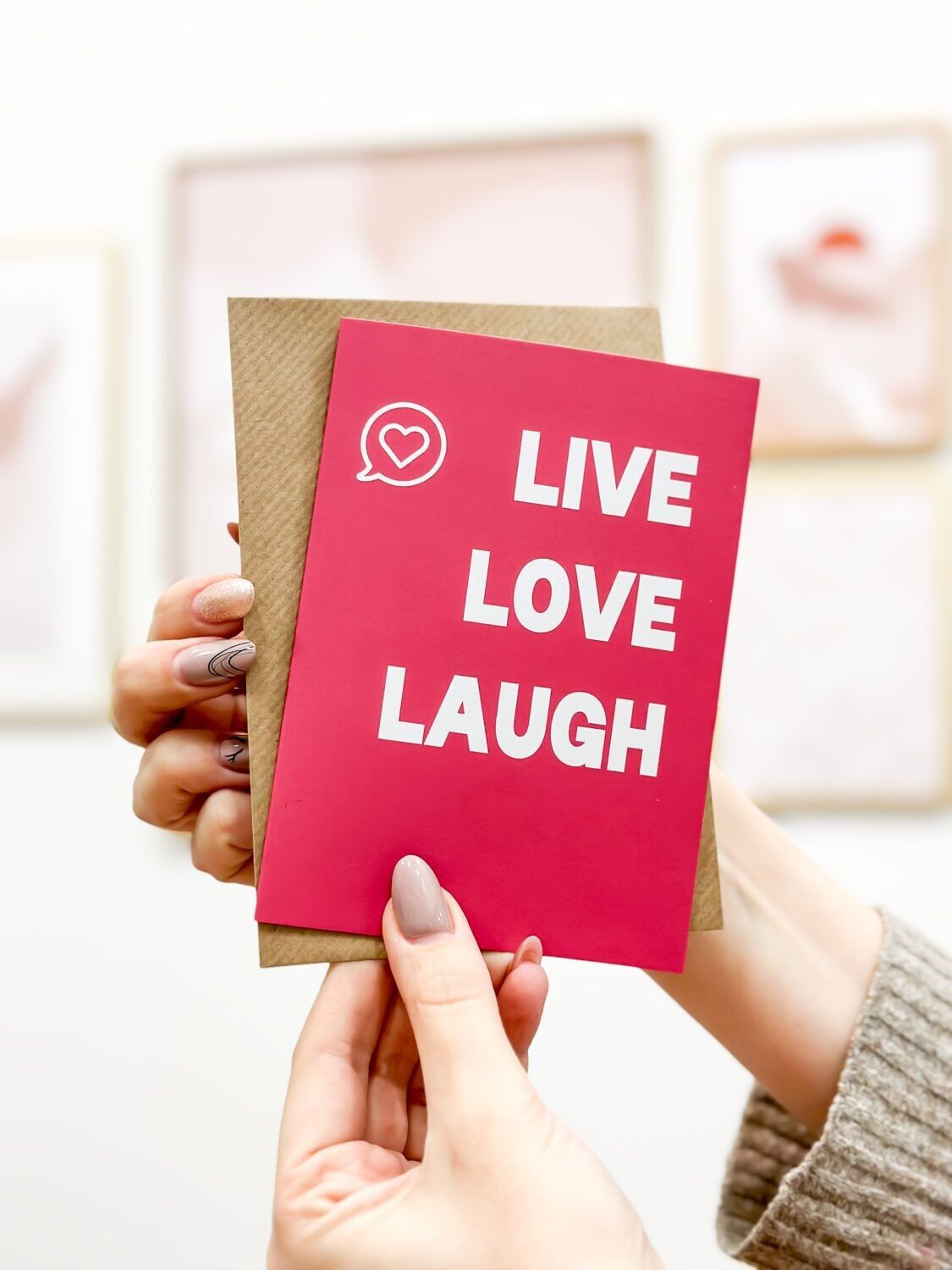 Biglietto d'auguri pieghevole - Live. Amore. Ridere.