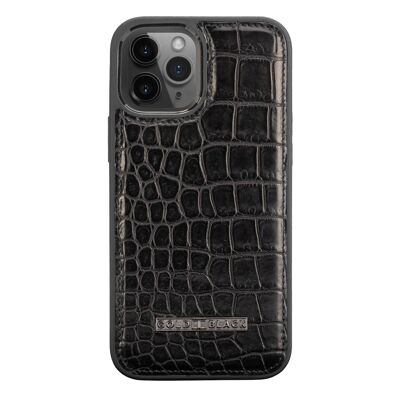 Custodia in pelle per iPhone 12 Pro Max Crocodile Black