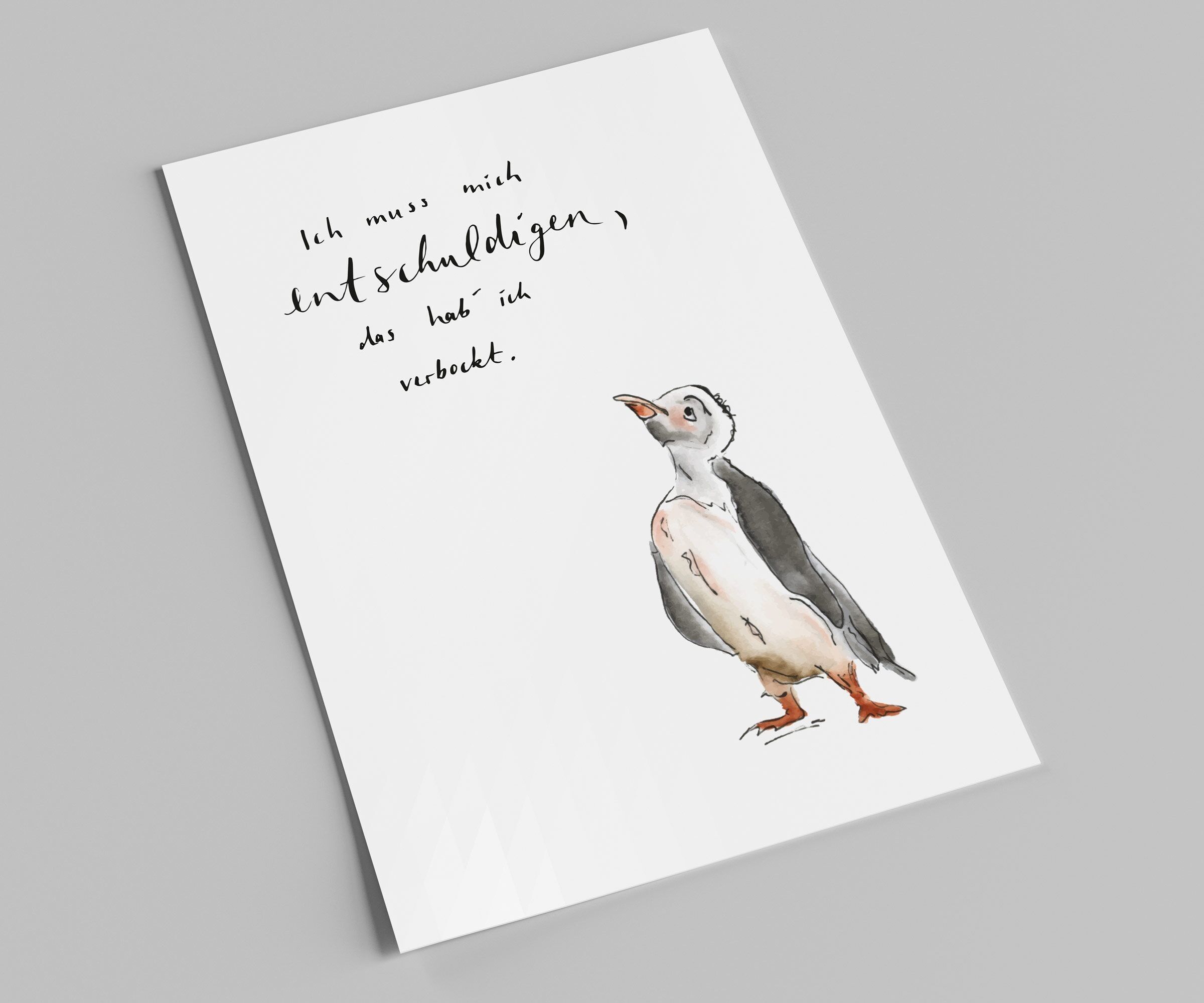 apology card | Postcard | I have to apologize, I messed that up | penguin