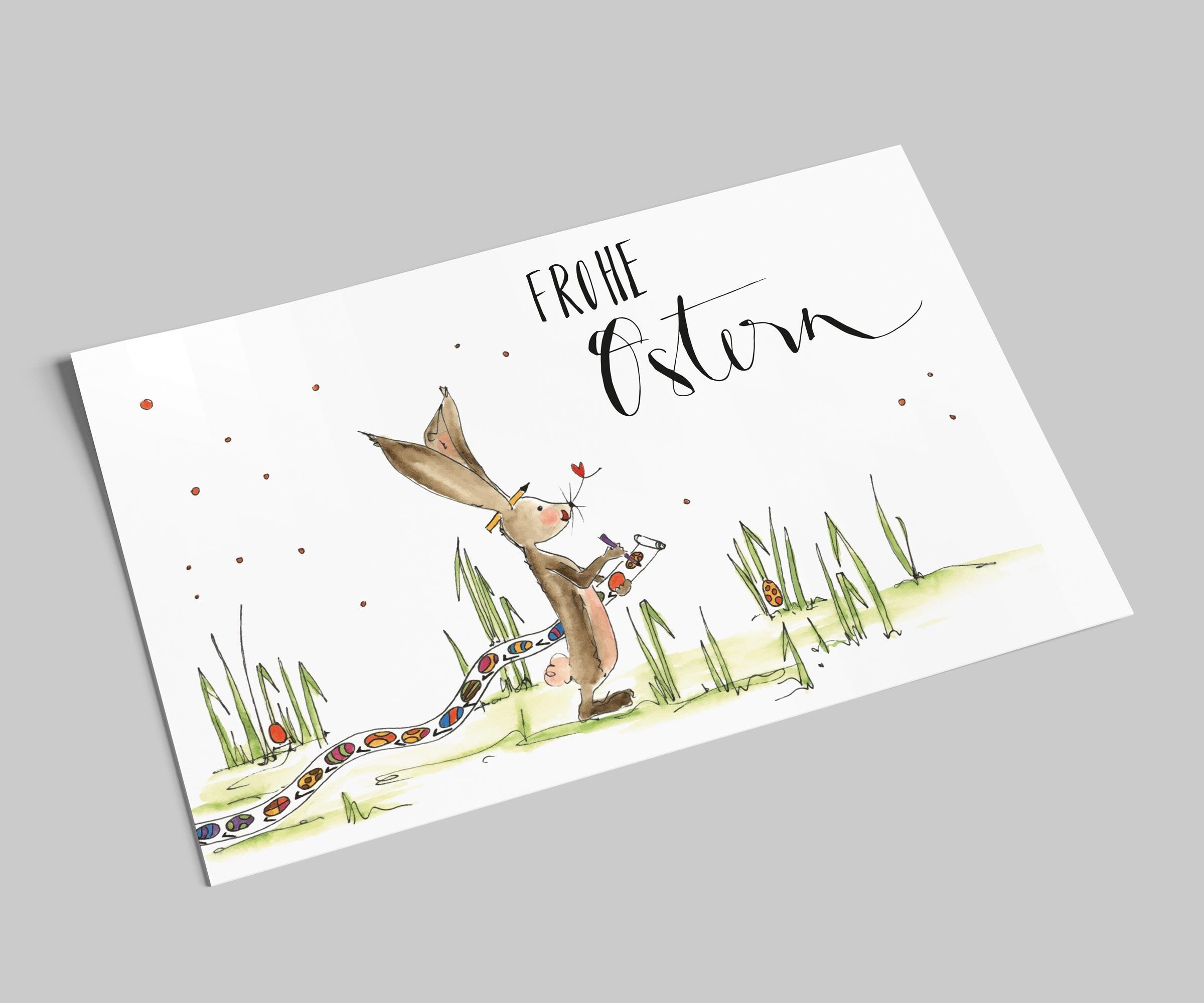 Easter Card | Happy Easter | Bunny with list | Easter postcard