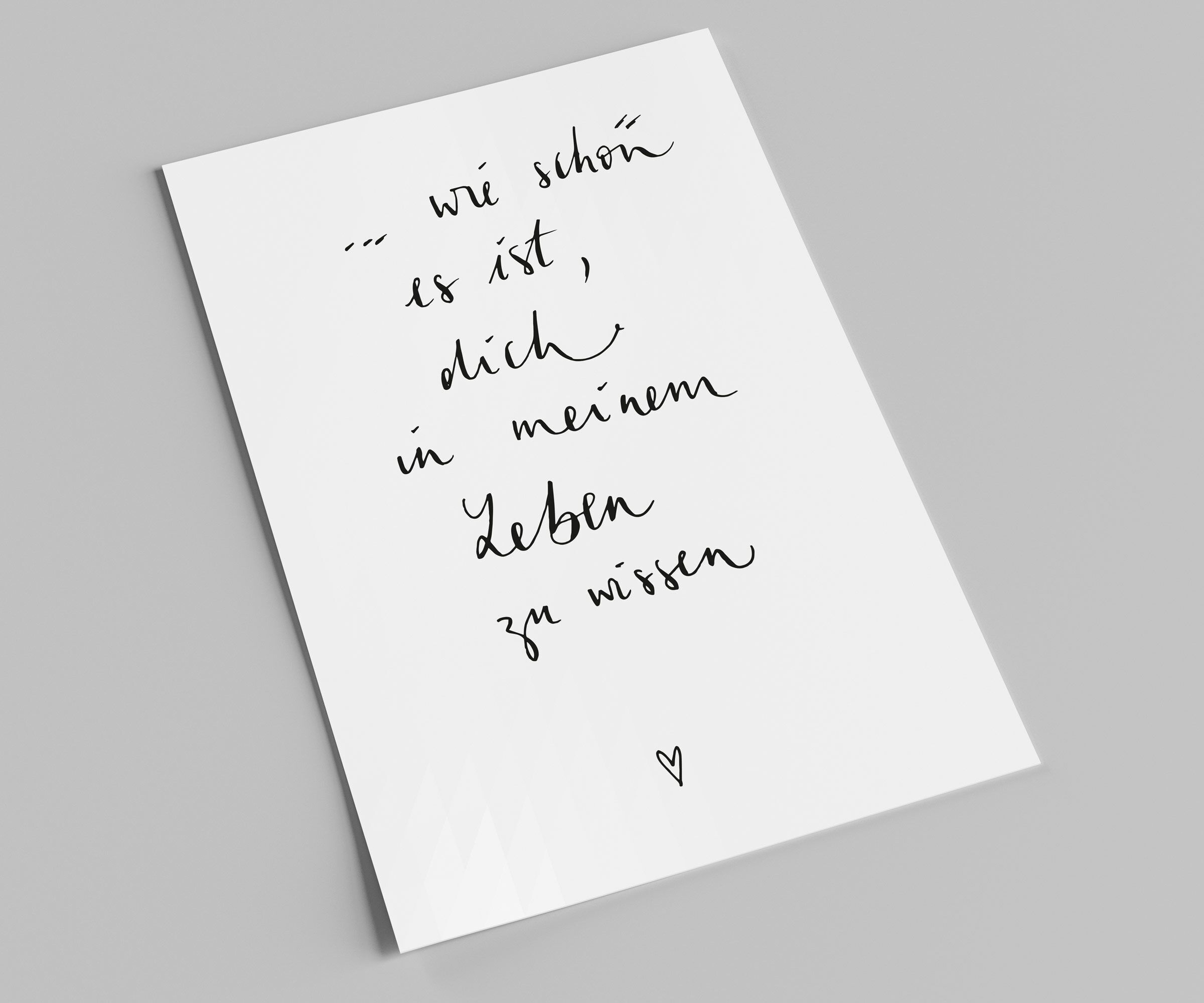Schriftzug-Karte | ...Wie schön ist es, dich in meinem Leben zu wissen | Liebeskarte mit Spruch