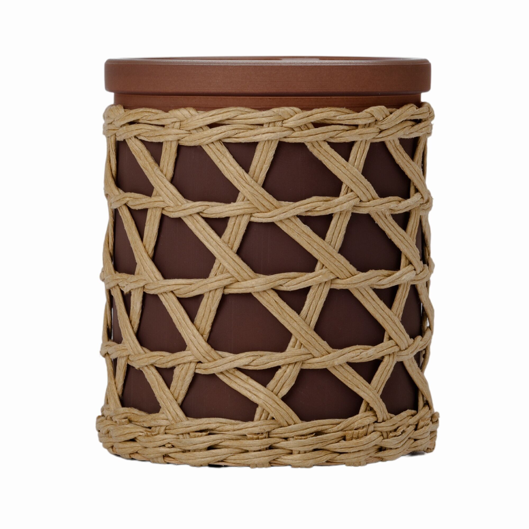 French Connection Woven Detail Brown Black Cherry & Cedarwood Candle 200G