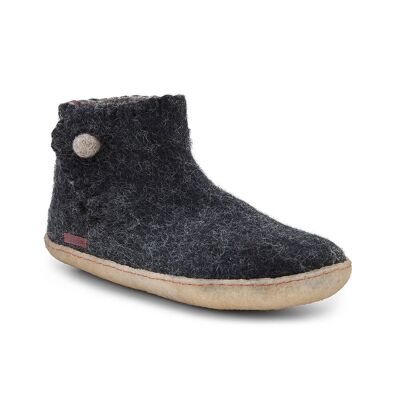 La Margherita - Filz-Hüttenschuhe mit Gummisohle, schwarz
