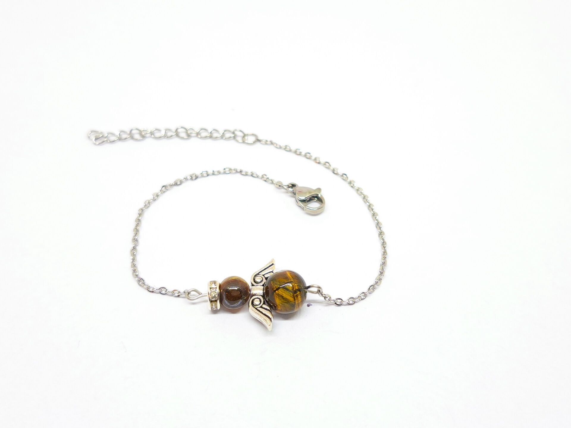 stainless steel bracelet gemstone guardian angel tiger eye