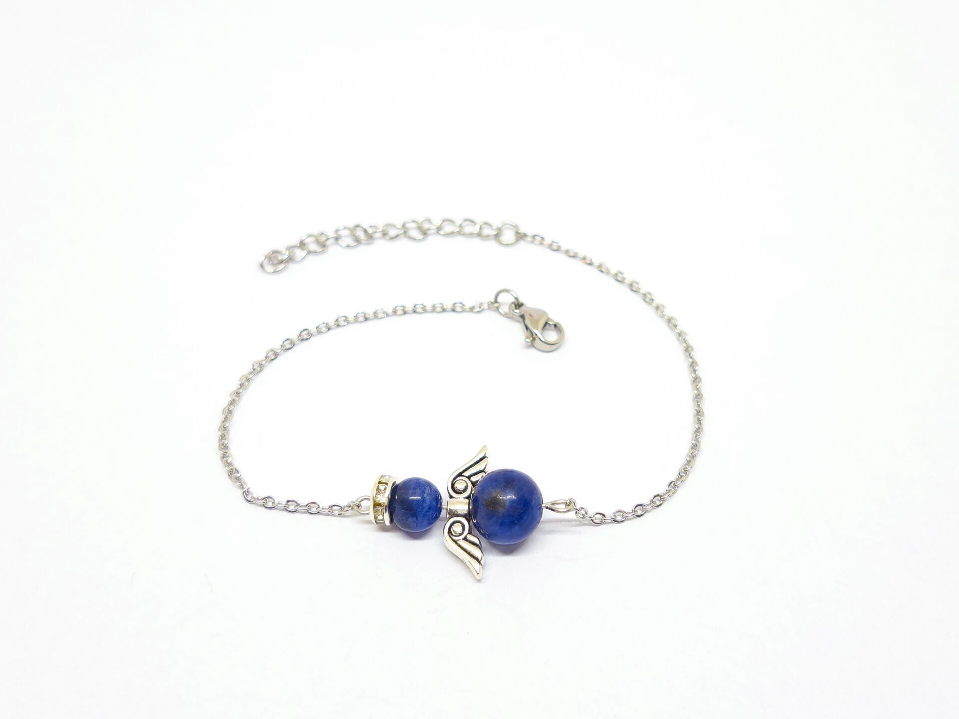 Pulsera de acero inoxidable con piedras preciosas y ángel de la guarda Sodaltih