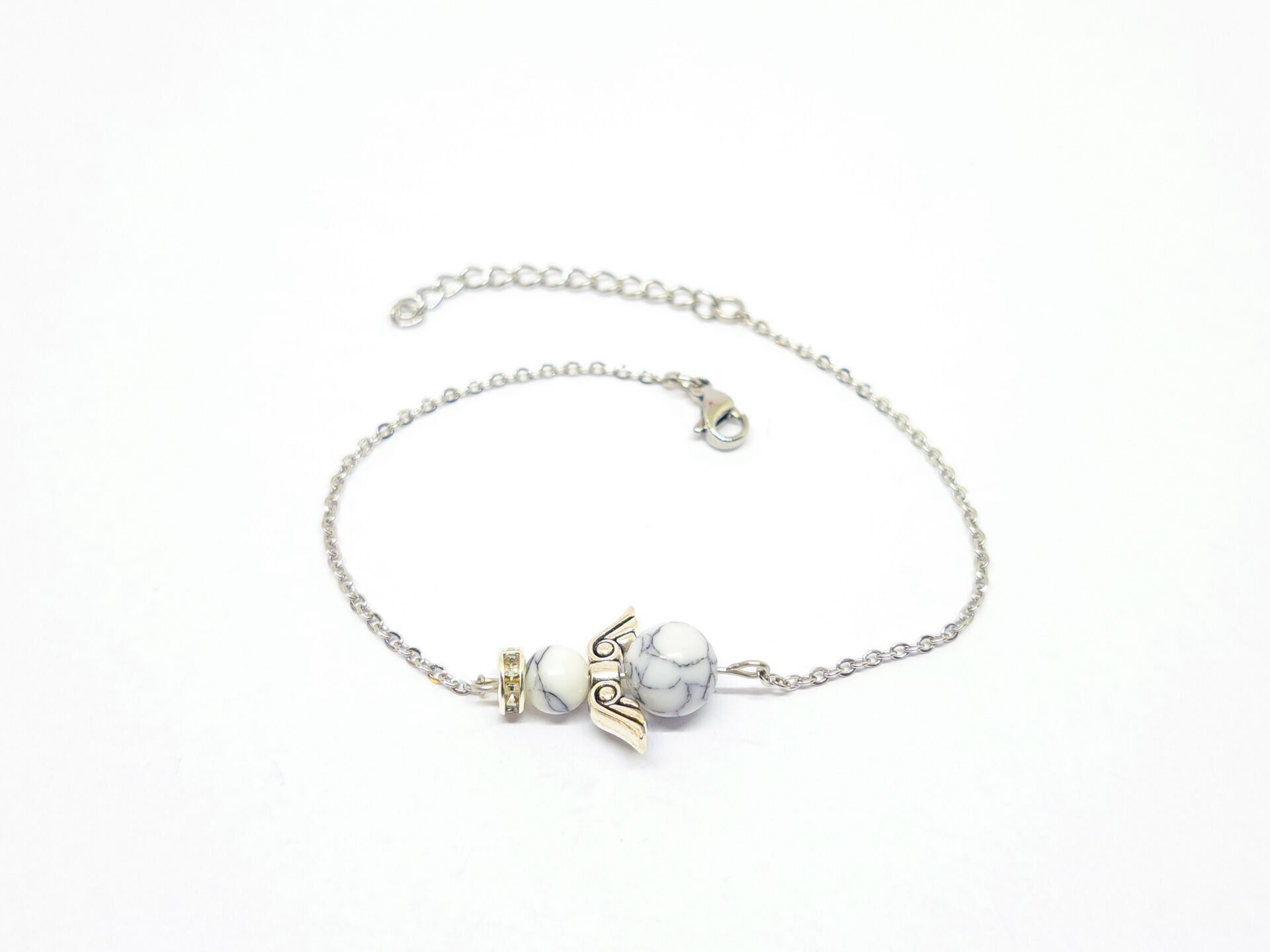 Pulsera de acero con piedras preciosas ángel de la guarda Howlita