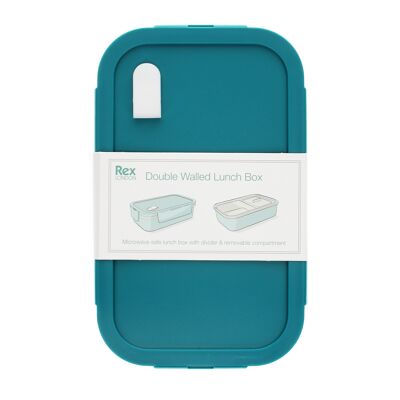 Fiambrera de doble pared con divisor - Azul