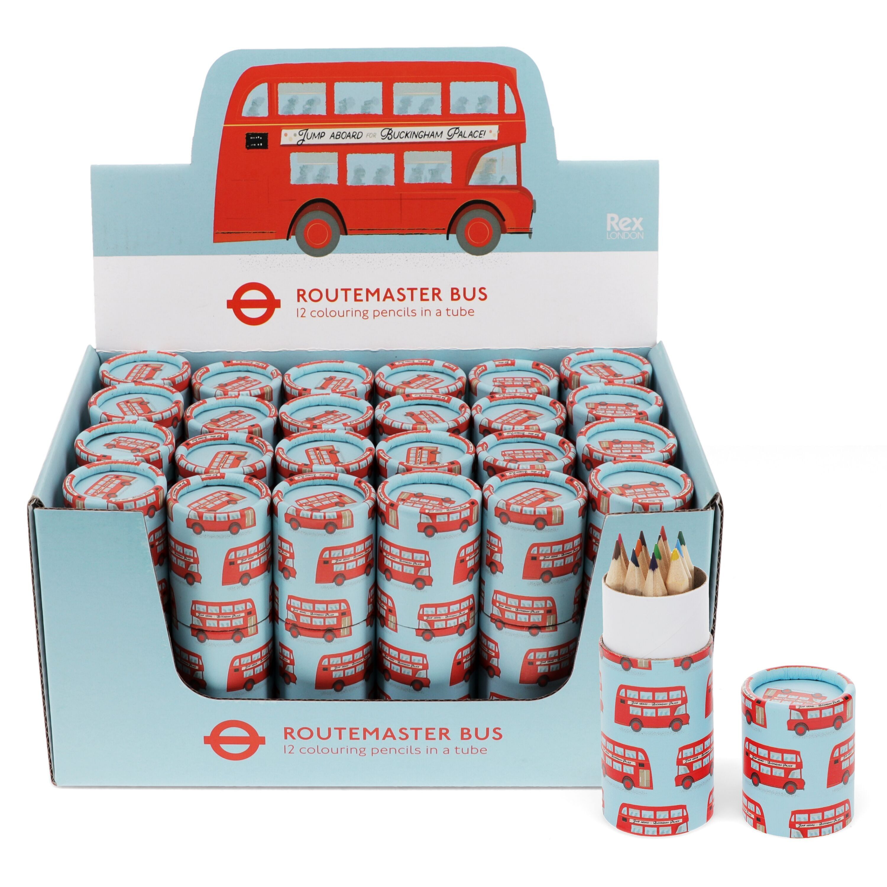 Tube of colouring pencils -TfL Routemaster Bus